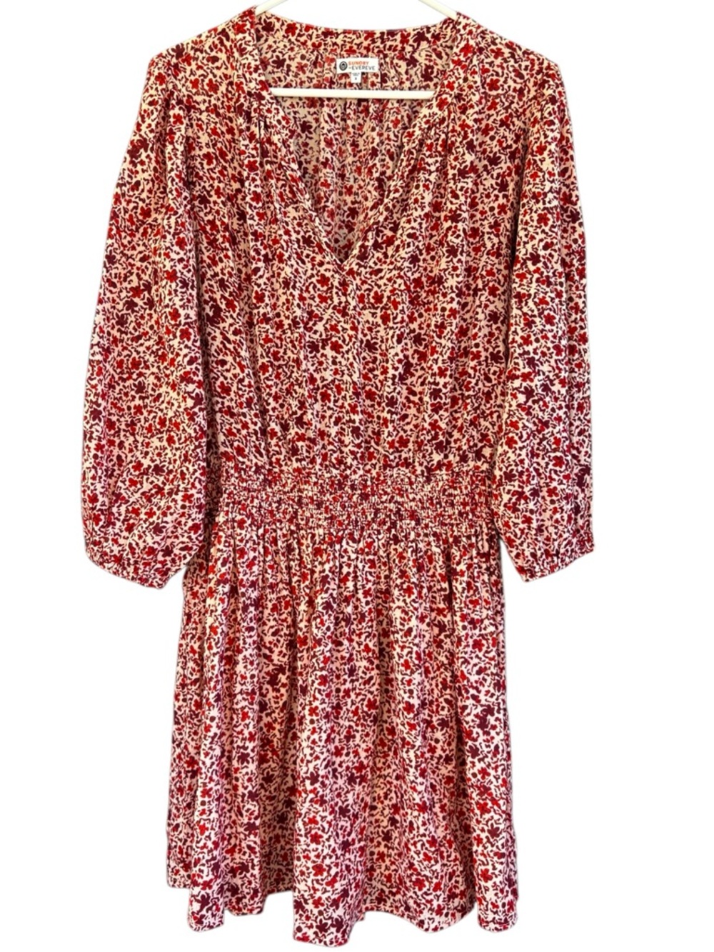 EUC SUNDRY For EVEREVE Floral Smocked Waist Dress Size Large